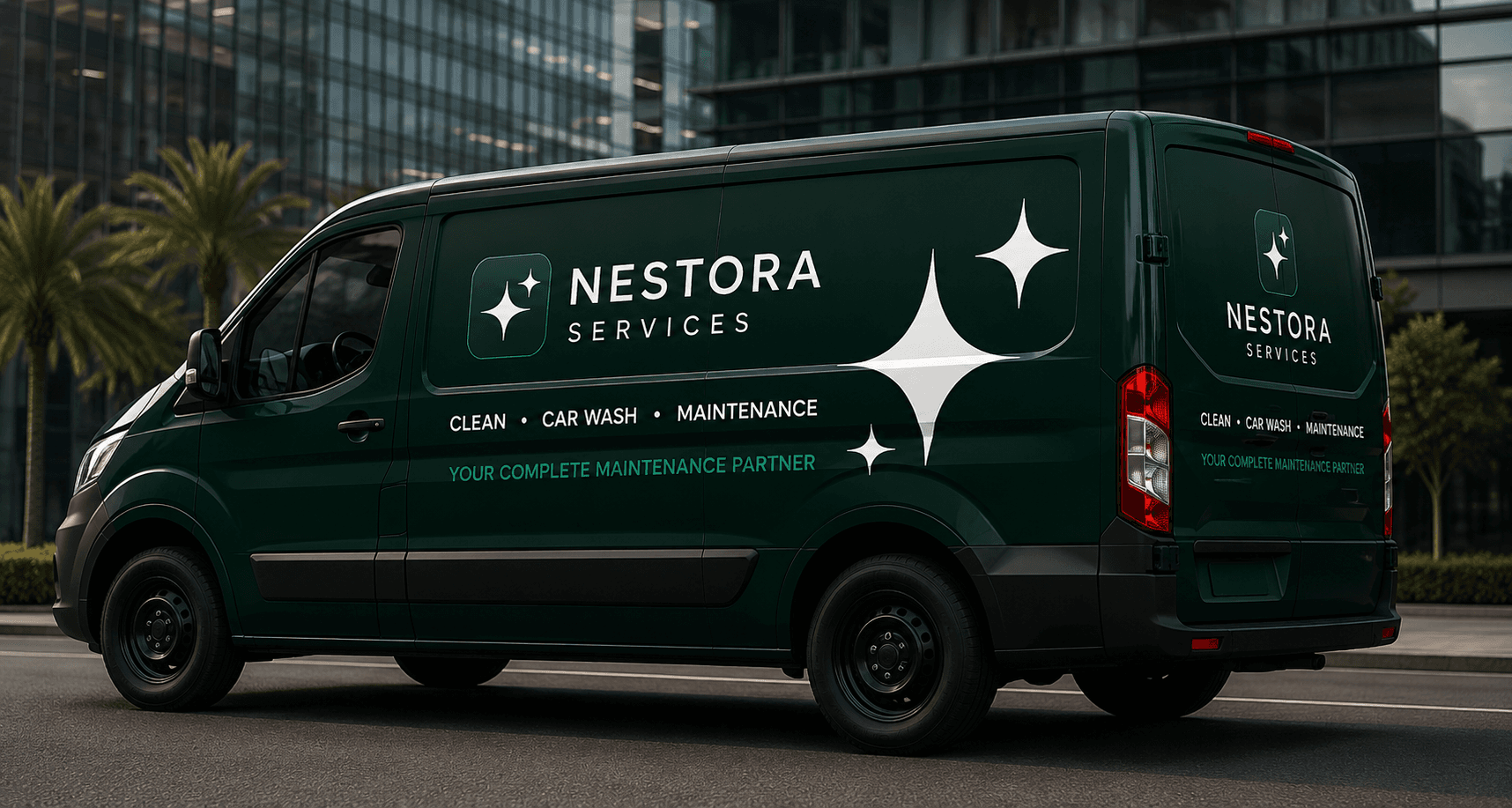 Nestora Services van on assignment